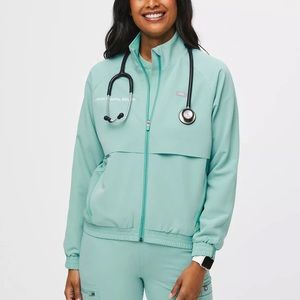 Figs Sydney Scrub Jacket- Seaglass, Medium